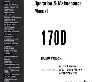 Komatsu 170D Operation and Maintenance Manual Dump Truck PDF Download Owners Operators