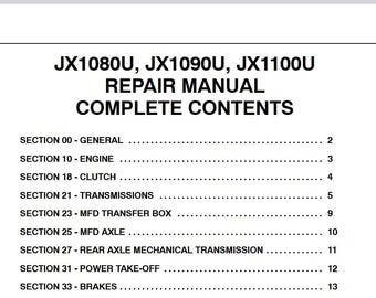 Case IH Farmall JX1080U, JX1090U, JX1100U Tractors Service Shop Repair Manual 87054727 pdf Download