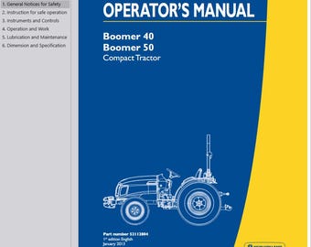 Operators - 40, 50 Boomers Tractors New Holland Owners Operation Manual PDF Download