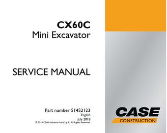 Case CX60C Mini Excavator Service Shop Repair Manual pdf Download