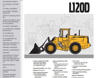 Volvo L120D Wheel Loader Service Repair Workshop Manual PDF Download