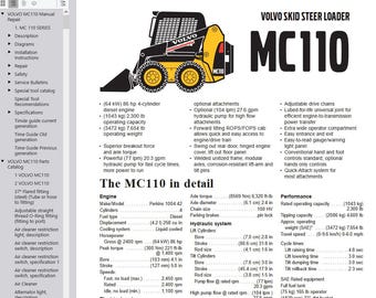 Volvo MC110 Skid Steer Loader Service Repair Workshop Manual AND Parts Catalog PDF Download