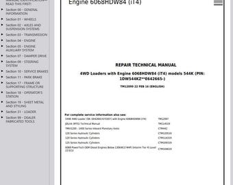 John Deere 544K 4WD Loader Repair Manual TM12099 Technical Manual Service Manual PDF Download