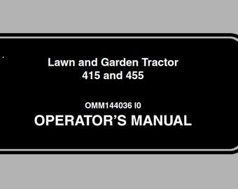 Operators - 415 and 455 Garden Tractors John Deere Owners Users Operations Manual PDF Download