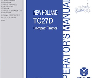 Operators - TC27D Compact Tractors New Holland Owners Operation Manual PDF Download
