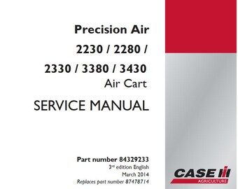 Case Precision Air 2230, 2280, 2330, 3380, 3430 Air Cart Service Shop Repair Manual pdf Download