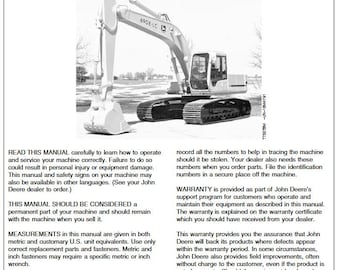 Operators - 690E LC Excavator Owners Manual Serial No. 559603 OMT162125 John Deere Operations PDF Download