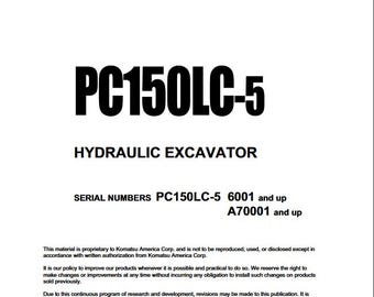 Komatsu PC150-5, PC150LC-5 Shop Manual Excavator PDF Download Service Repair