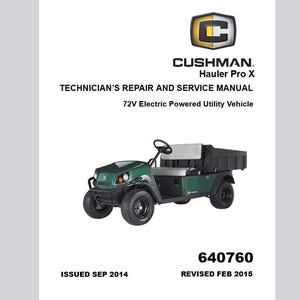2014 年以降の Cushman Hauler Pro X 72v ELECTRIC サービス マニュアル PDF ダウンロード
