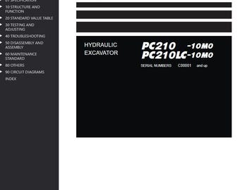 Komatsu PC210-10M0, PC210LC0-10M0 Shop Manual Excavator PDF Download Service Repair