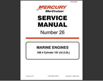 MERCURY MCM 3.0L Alpha MerCruiser Service Manual Number 26 Gm 4 Cylinder 181 CID 3.0 Engine pdf Download #26 Marine Engines