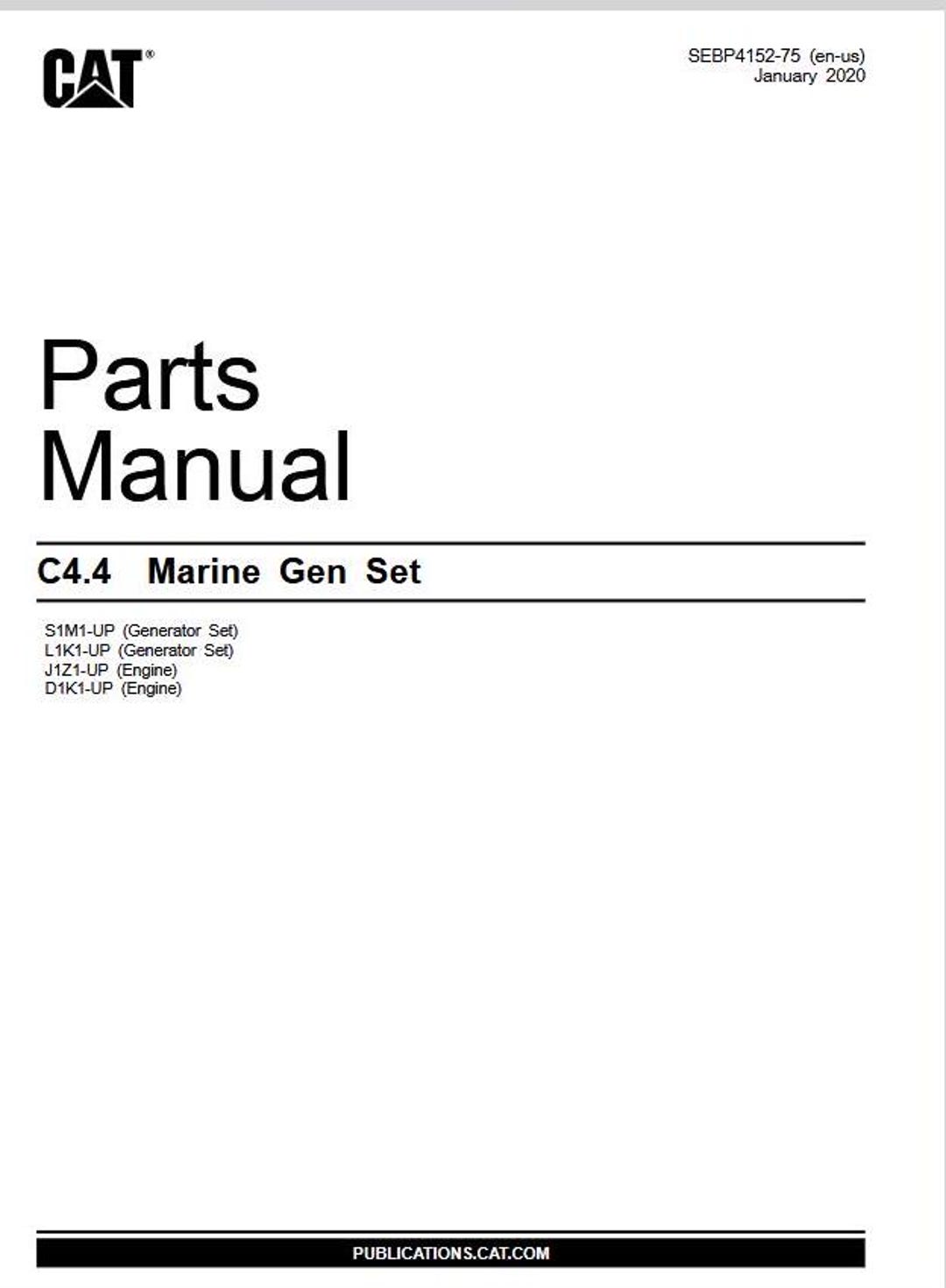 CAT C4.4 Marine Gen Set Parts Catalog Caterpillar Manual PDF Download ...