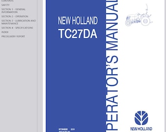 Operators - TC27DA Compact Tractors New Holland Owners Operation Maintenance Manual PDF Download