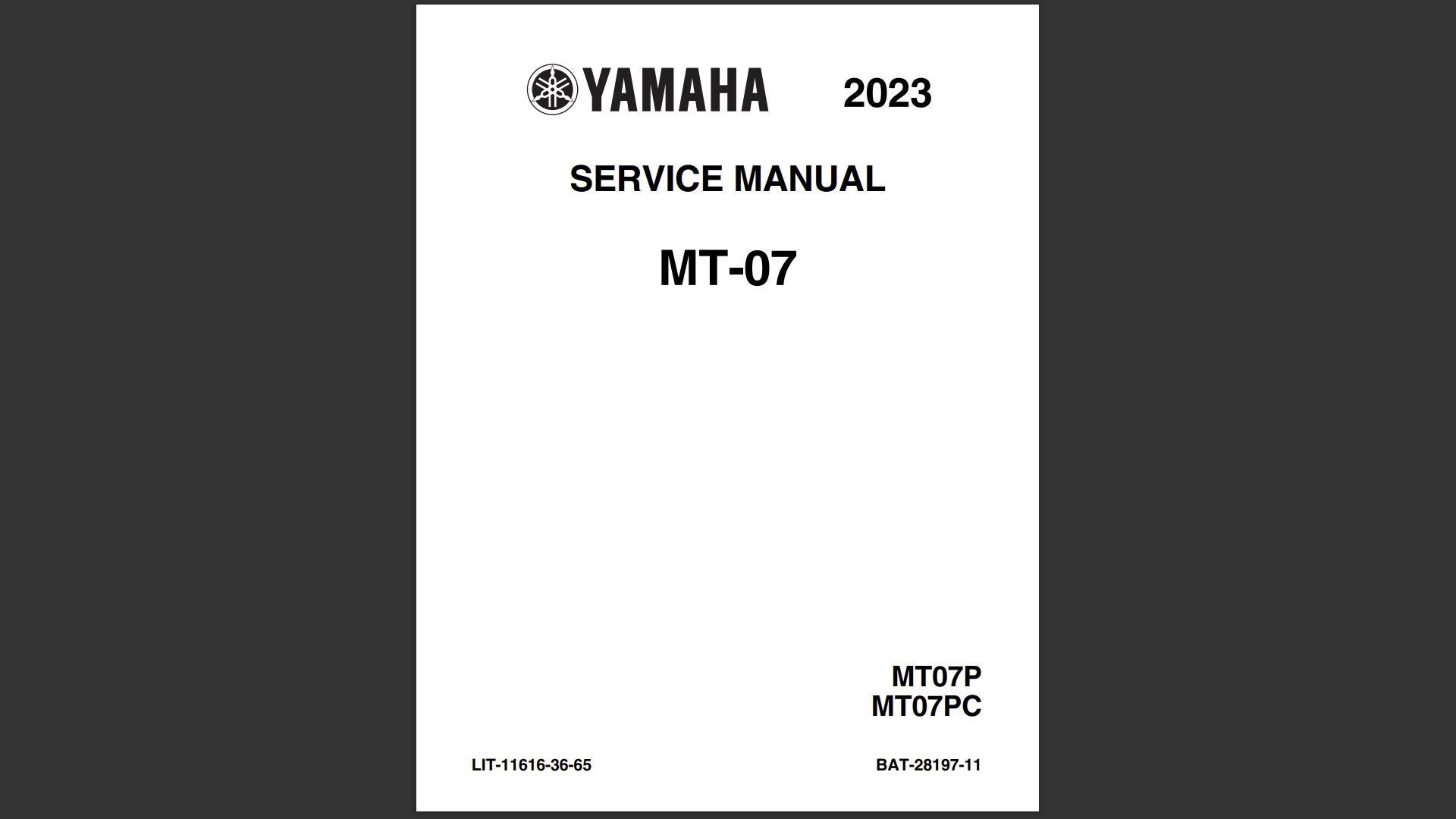2023 Yamaha MT-07 Service Manual MT07P MT07PC Repair Pdf Download