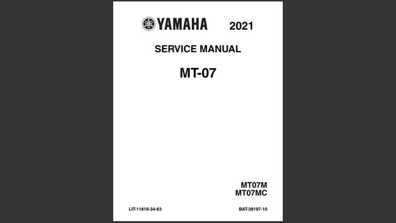 2021-2022 Yamaha MT07 MT 07 Service Repair Manual Pdf Download - Etsy