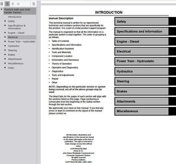 X495 X595 Garden Tractors Repair Technical Manual TM2024 PDF - Etsy
