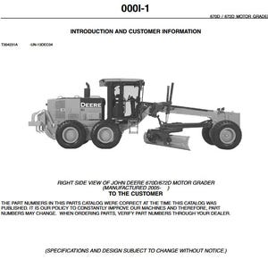 670D 672D Motor Graders Parts Catalog PC9448 John Deere Parts Catalog Manual PDF Download