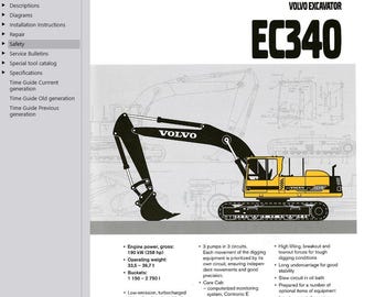 Volvo EC340 Excavator Service Repair Workshop Manual PDF Download