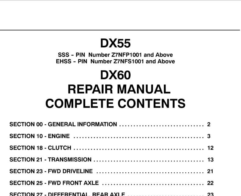 Case DX55, DX60 Tractors Service Shop Repair Manual Pdf Download - Etsy