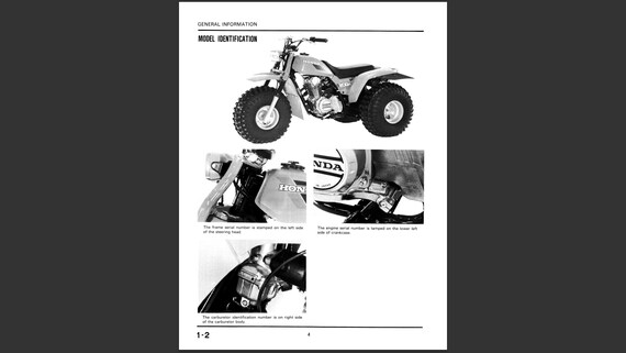 Honda ATC 200S 1984 1985 1986 Repair Workshop Service Manual