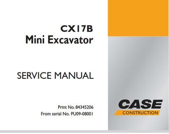 Case CX17B Mini Excavator Service Shop Repair Manual pdf Download