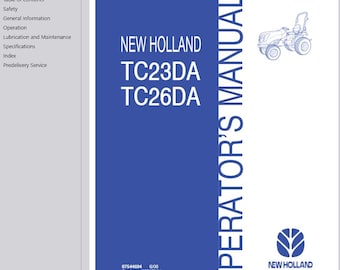 Operators - TC23DA TC26DA Tractors New Holland Owners Operation Manual PDF Download