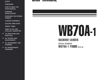 Komatsu WB70A-1 Shop Manual Backhoe Loader PDF Download Service Repair