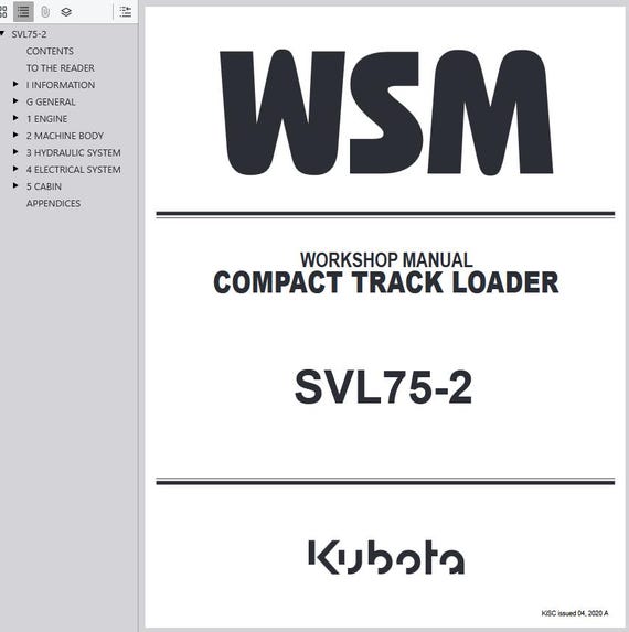 WSM - SVL75-2 Kubota Compact Track Loaders Workshop Manual Service