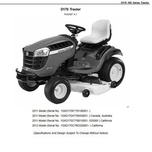 PARTS Catalog - D170 Tractor 100 Series Parts Catalog PC10448 Parts Manual PDF Download