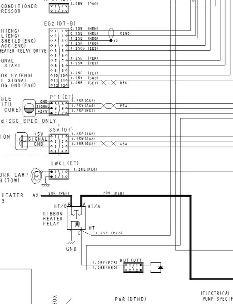 Puede incluir: Diagrama esquem&aacute;tico detallado con cableado el&eacute;ctrico, etiquetas y diagramas de conectores. Incluye texto como "EG2 (DT-B)", "PT1 (DT)" y "SSA (DT)". El diagrama presenta l&iacute;neas, c&iacute;rculos y varios s&iacute;mbolos.