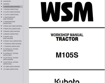 Kubota M105S Tractors Workshop Manual Pdf - Etsy