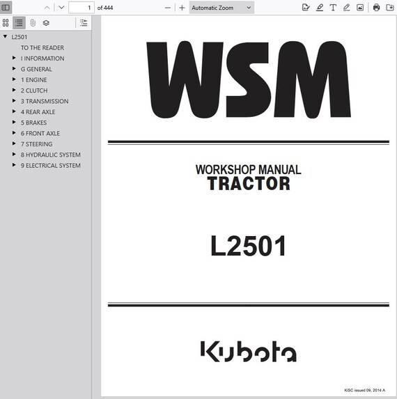 Kubota L2501 Tractors Workshop Manual Pdf - Etsy