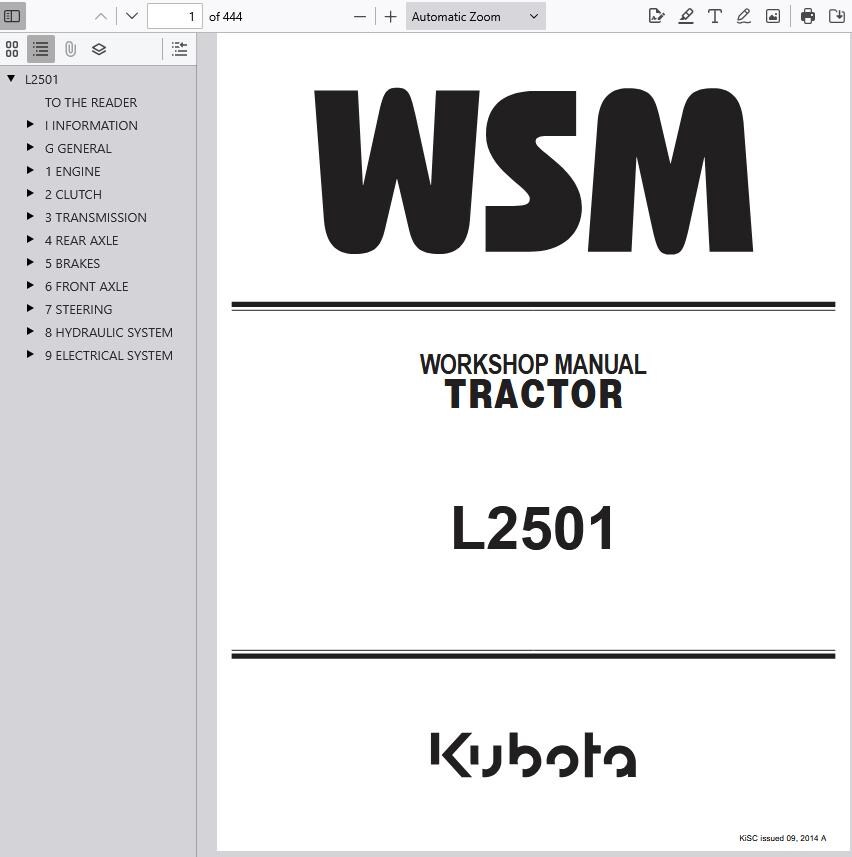Kubota L2501 Tractors Workshop Manual Pdf - Etsy
