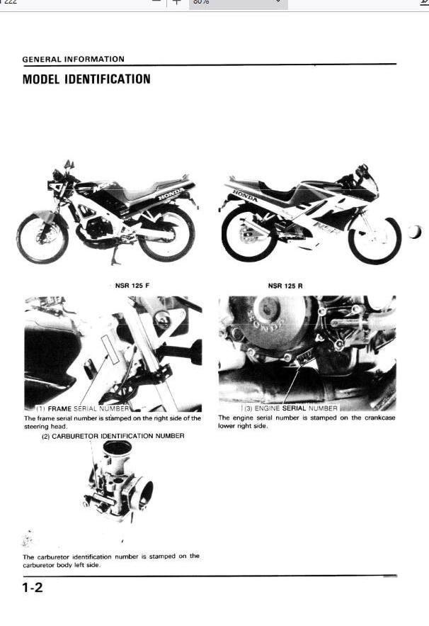 Honda NSR 125 F R 1987 Service Repair Manual Pdf Download - Etsy