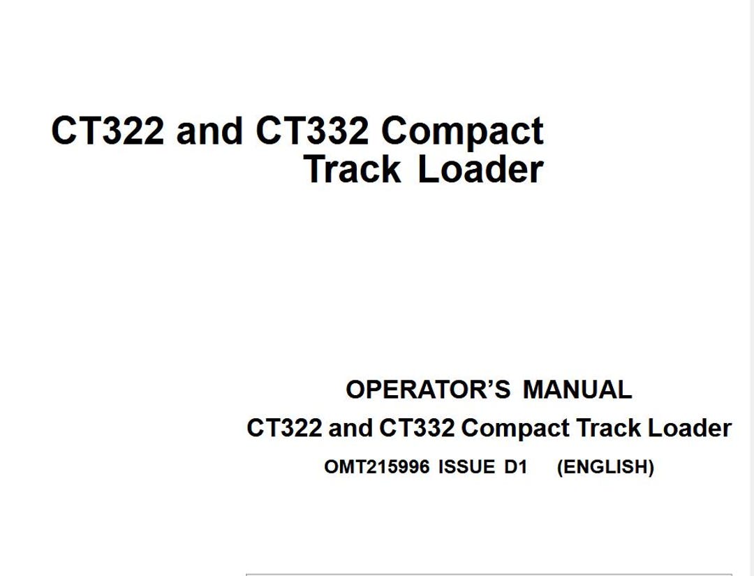 Operators - CT322 CT332 John Deere Compact Track Loader Owners Users ...