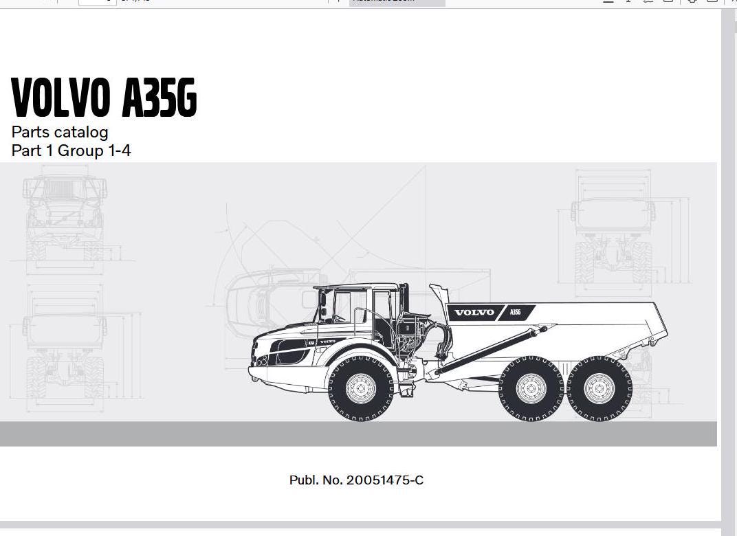 Volvo A35G Articulated Dump Truck ADT Parts Catalog Manual Instant ...