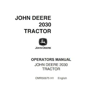 Operators - 2030 Tractors John Deere Owners Users Operations Manual PDF Download