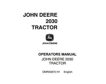 Operators - 2030 Tractors John Deere Owners Users Operations Manual PDF Download