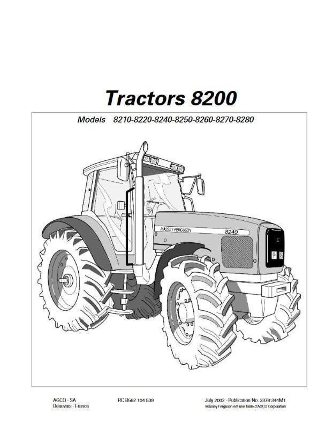 Manual De Serviços – Massey Ferguson – Trator Série 8200