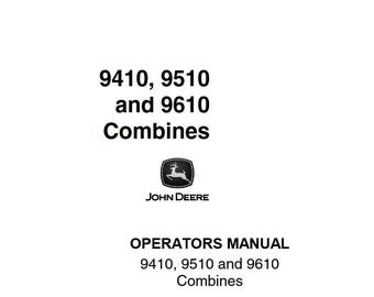 Owners - 9410 9510 9610 Combines John Deere Operators Users Operations Manual PDF Download
