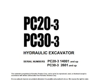 Komatsu PC20-3, PC30-3 Shop Manual Excavator PDF Download Service Repair