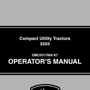 Owners - 3203 Utility Tractors John Deere Operators Users Operations Manual PDF Download
