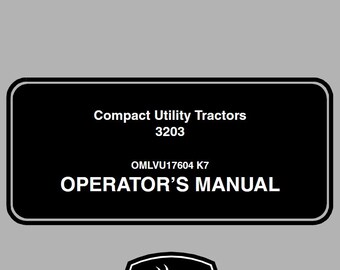 Owners - 3203 Utility Tractors John Deere Operators Users Operations Manual PDF Download