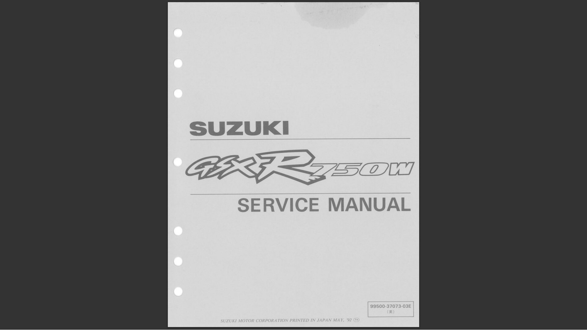 Suzuki GSX R 750 W Wp Wr Ws Workshop Service Manual 1992-1995 