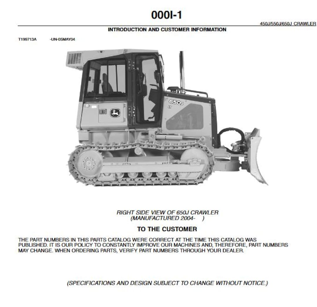 450J 550J 650J Crawler Parts Catalog PC9387 John Deere Parts Catalog