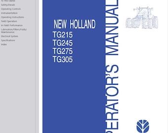 Operators - TG215 TG245 TG275 TG305 Tractors New Holland Owners Operation Manual PDF Download