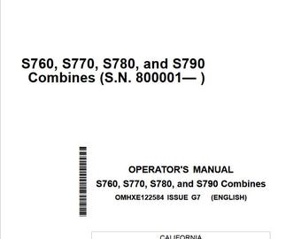 Owners - S760 S770 S780 S790 Combines John Deere Operators Users Operations Manual PDF Download