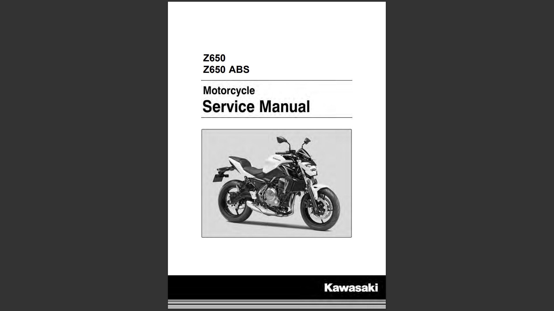 Kawasaki - 2017 Z650 ABS - Service Manual Motorcycle Repair Pdf