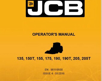 JCB 135, 150T, 155, 175, 190, 190T, 205, 205T Skid Steer Loader Operators Owners Manual Download PDF