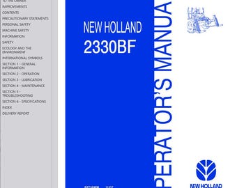 Operators - 2330BF Tractor Attachment New Holland Owners Operation Manual PDF Download
